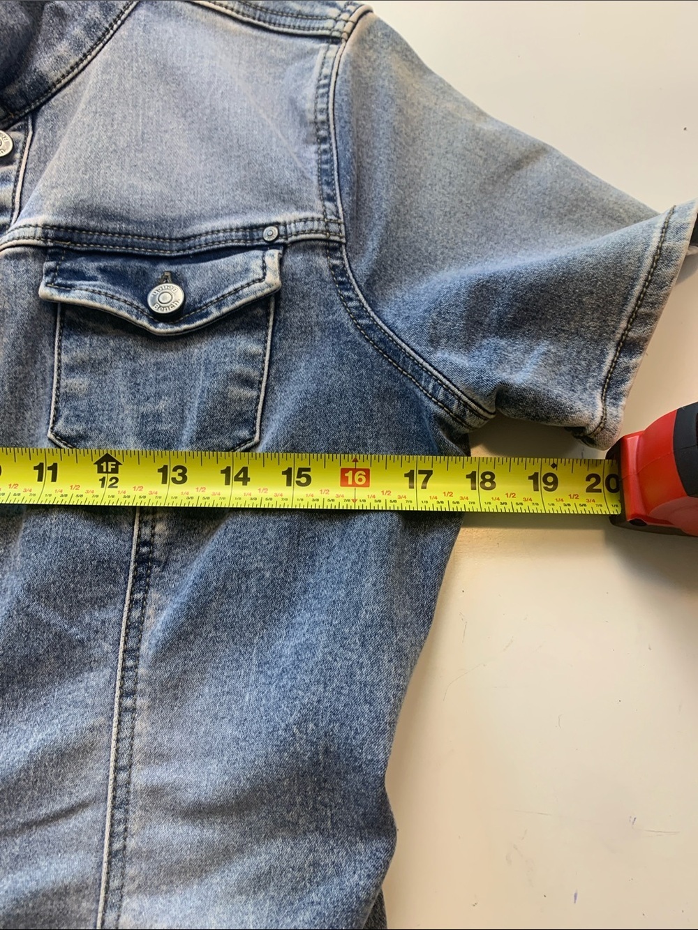 Bench Light Blue Denim Short-Sleeve Button-Up Mini Dress Stretch Pockets - Picture 10 of 14